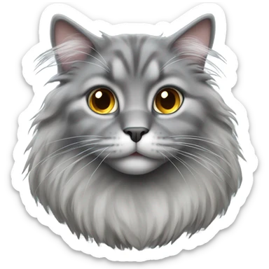 Gray long hair cat sticker