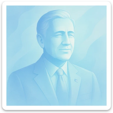 president figure in a light blue color palette, dreamy and modern, gentle gradients, elegant and clean, subtle highlights sticker