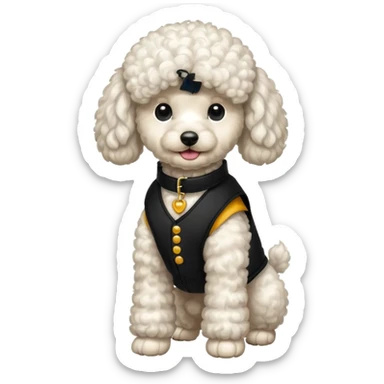 Caniche blanca con chaleco negro sticker