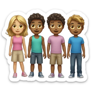 4 boys and 1 girl. exactly 5 people. sticker