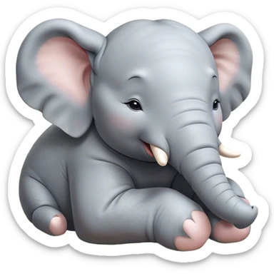 Meme-Worthy Cute Sleeping Elephant Portrait Emoji, Head resting peacefully with a contented smile, showcasing a massive, gentle build and a luxuriously soft gray hide, eyes shut in a serene, restful nap, Simplified yet hilariously adorable features, highly detailed, glowing with a soft, drowsy light, high shine, relaxed and utterly lovable, stylized with an air of playful laziness, bright and heartwarming, soft glowing outline, capturing the essence of a comically sleepy elephant, so meme-worthy it feels like it could instantly become the next viral sensation of adorable slumber! sticker