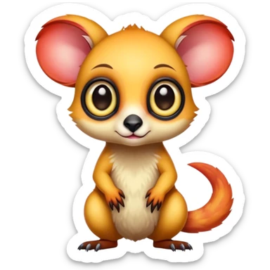 Adorable colorful baby edgy animal-hybrid full body, big Eyes, marsupial  sticker