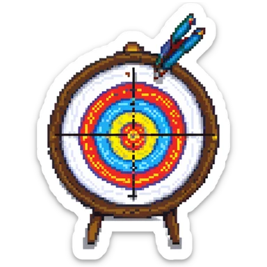 pixel art style archery target, simple and colorful, no background sticker