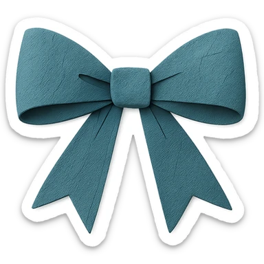 dark teal bow in paper craft style sticker