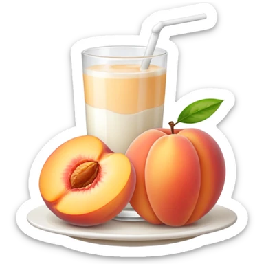 There is a lot of milk on the cut peaches. sticker
