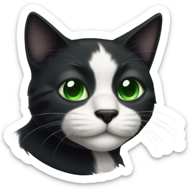 Black cat with white mustache this guy with green eyes  sticker