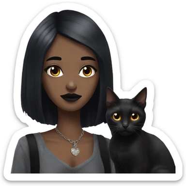 two goth women and pet cat, beautiful, aesthetic  sticker