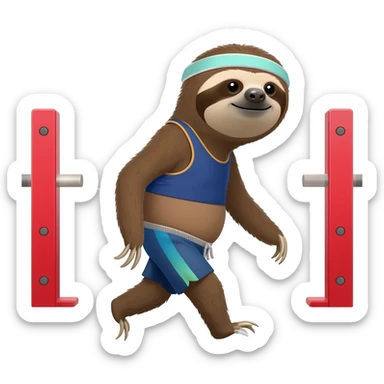 A sloth going to a gym sticker