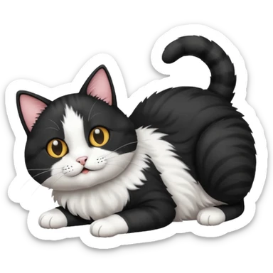 Black and white cat rolling on ground sticker