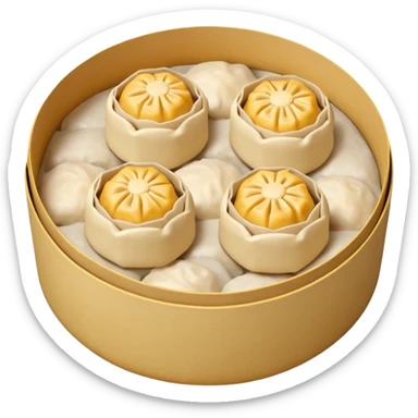siu mai (a type of dim sum, just 1 white color fish patty wrapped by yellow dough, leaving only the top part unwrapped, shape looks like short cylinder shape) sticker