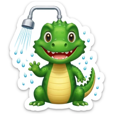 Cute crocodile is showing under the shower like game Where's my water sticker