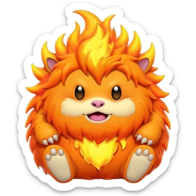 Sleepy cute fluffy flaming monster  sticker