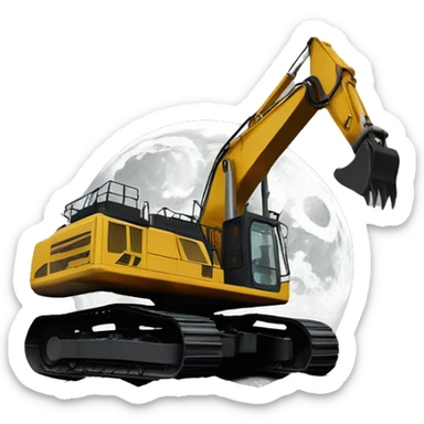 Excavator on the moon  sticker