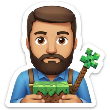 A turkish man with a beard playing minecraft sticker