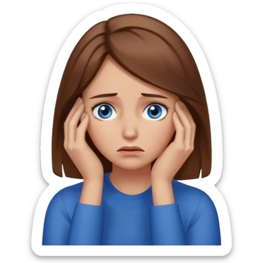 Facepalm woman upset looking down brown hair blue eyes  sticker