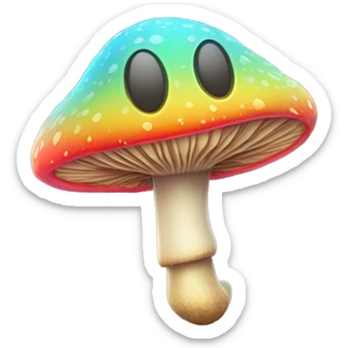 a multicolored, psychodelic alien-mushroom hybrid with a happy, dopey grin sticking its tongue out with a stamp on its tongue sticker