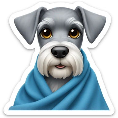 Mini schnauzer in blue blanket  sticker