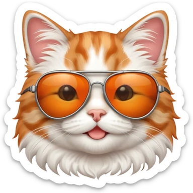 Smiling cat with aviator sunglasses sticker