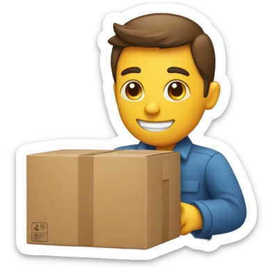 a man packing an item to a box sticker
