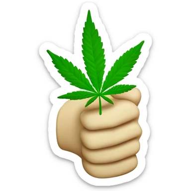 Thumbs up but green and with texture of marijuana leaf  sticker