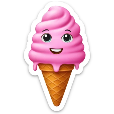 Pink heart ice cream sticker