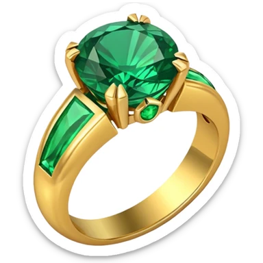 wedding ring with a emerald green stone sticker