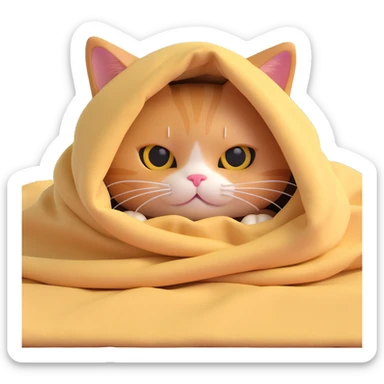 adorable cat hiding under a blanket only eyes visible sticker