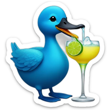 Blue Duck drinking margarita sticker