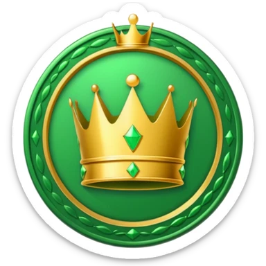 green coin with king crown inside sticker