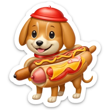A dog in a hotdog sticker