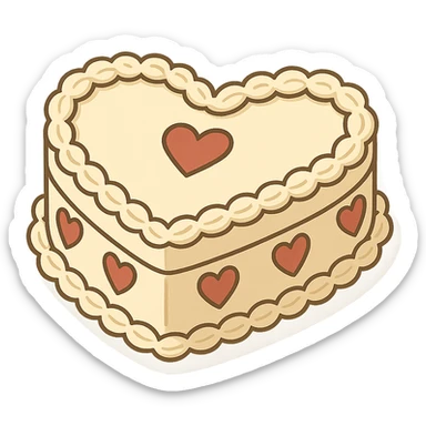 flat toon white heart-shaped vintage cake sticker