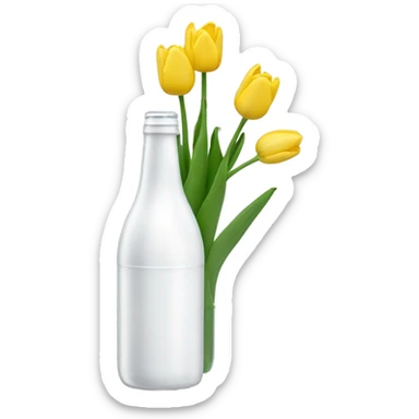 Ramo de tulipanes blancos en una botella de channel n°5 sticker
