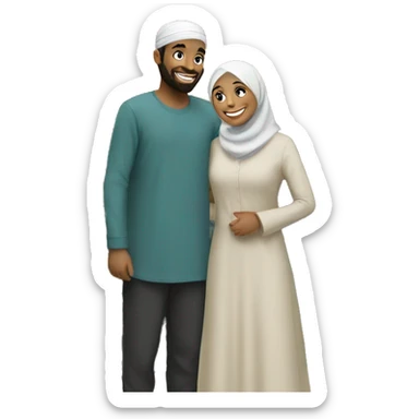 smiling Muslim couple under the stars sticker
