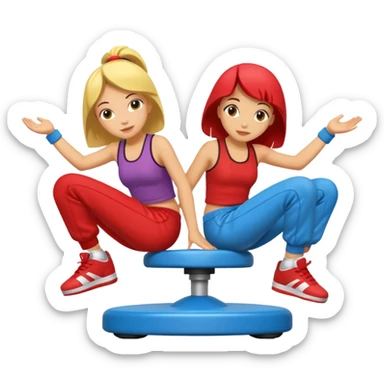 2 girls sitting in breakdance ride of fair  sticker