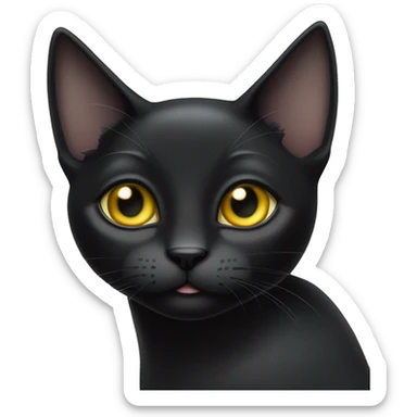 One petite, solid sleek black cat. Light yellow eyes. Black pointed tufts of hairs at the very tips of ears only, no tufts on the lower ear, or anywhere else. Fully body and no other color markings.  sticker