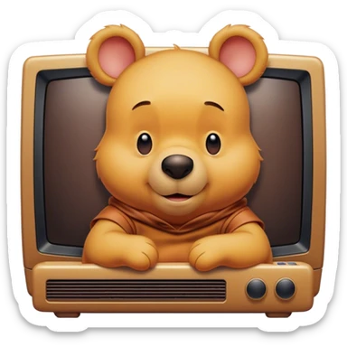 Pooh bear watching tv sticker