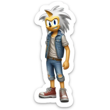 sonic dressed as a white redneck with dirty clothes sticker