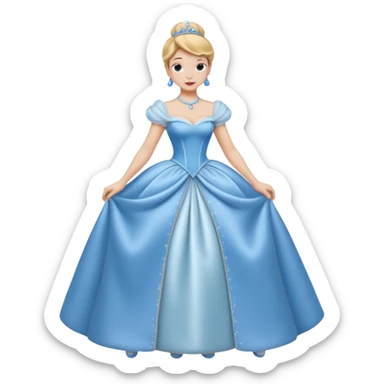 Princesa cinderella Disney com vestido grande e cheio com um coque e corpo inteiro sticker