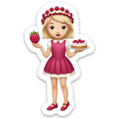 Raspberry torte human full body and legs girl with a raspberry barrette on her head sticker