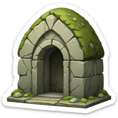 A boulder sealing the entrance to a tomb sticker