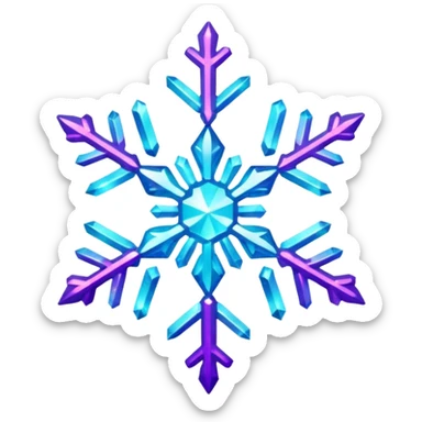 cyan and purple snowflake glitter sticker