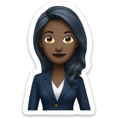 Beautiful business woman with white skin, brown, long hair wearing a navy blue suit  sticker