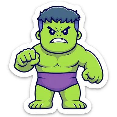 happy hulk superhero waving for kids sticker