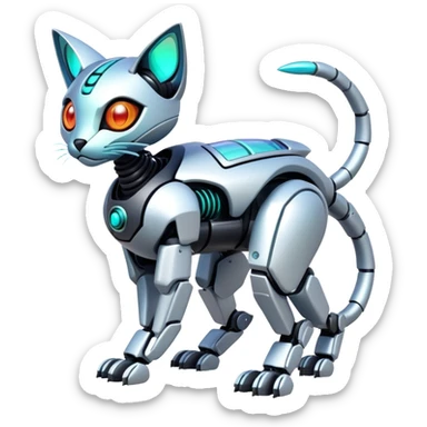  exotic tropical iridescent cyber-Protogen-Fakémon-Pokémon-Vernid-robot-feline-creature sticker
