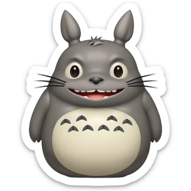 Totoro tierno que se parezca al real sonriendo tierno con uñas  sticker
