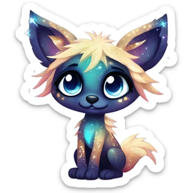 Cool cute Kawaii edgy fantasy animal sparkle fursona Fionbri creature by griffsnuff & LiLaiRa & Falvie full body sticker