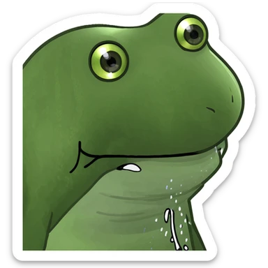 an amazed bufo frog, sparkling eyes, jaw dropped, playful cartoon sticker