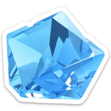 3d style ice, shiny, faceted, light blue sticker