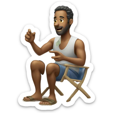 Spanish man counting dollars on the beach in Puerto Rico sticker