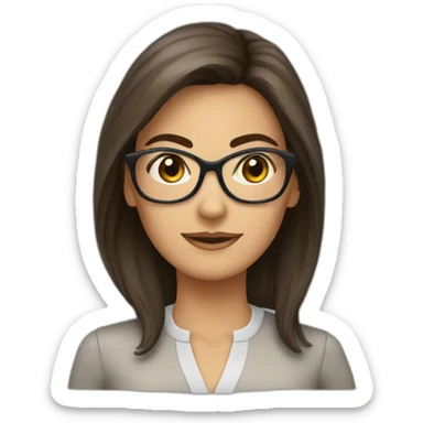 femme directrice avec lunettes frisée brune sticker